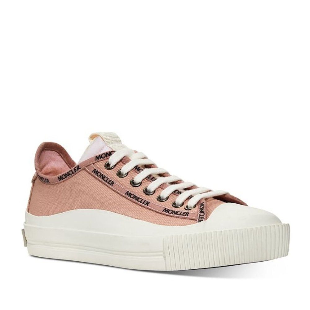Moncler Women's Glissiere Canvas Logo Detail Low Top Sneakers (Pink 8B), NEW
